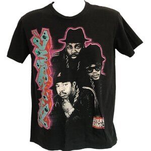 Run DMC Hip Hop Group Graphic T Shirt S Rap Music Black Short Sleeve 80s Repro